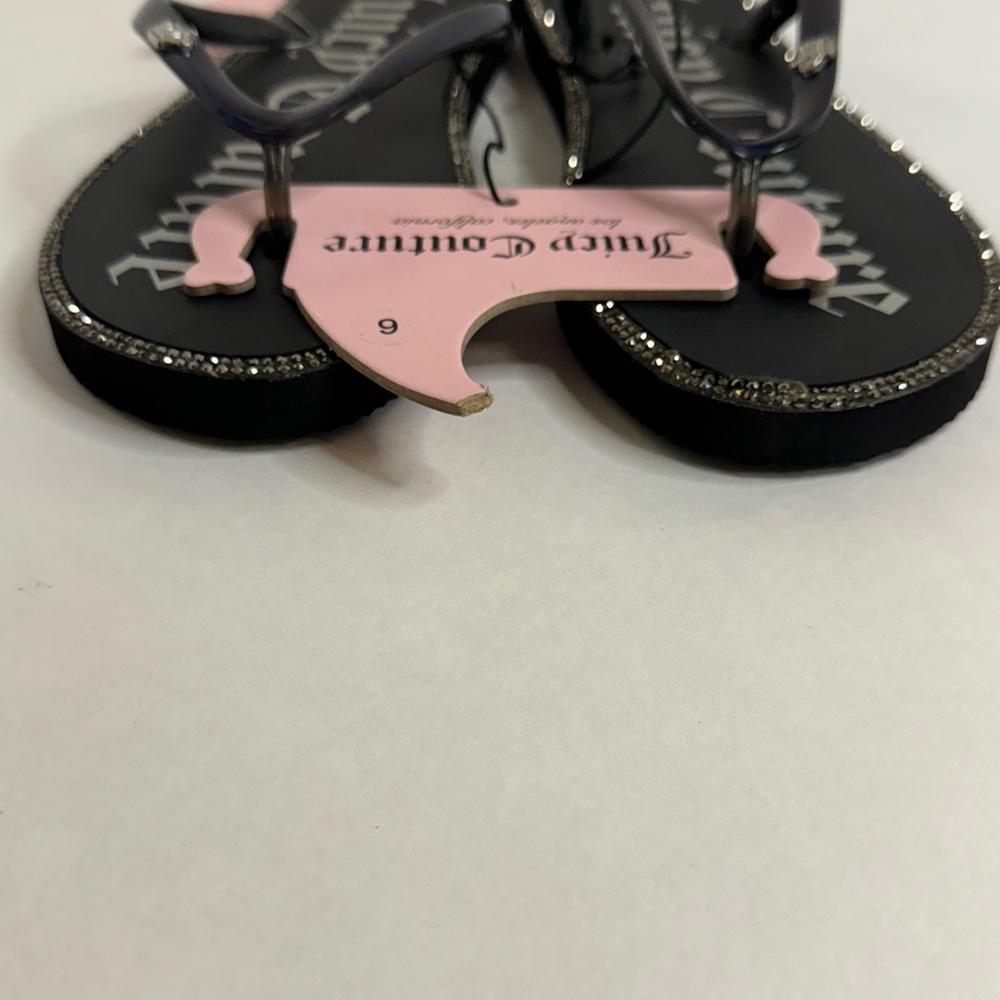 Black Iridescent Sparkly Bling Sandals  Flip Flops size 6 M NWT - Picture 7 of 8